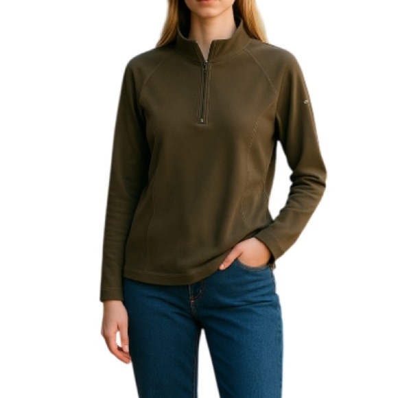 L.L.BEAN Fleece Half Zip Pullover Sweater Brown Long Sleeve Mock Gorpcore L - Picture 1 of 10